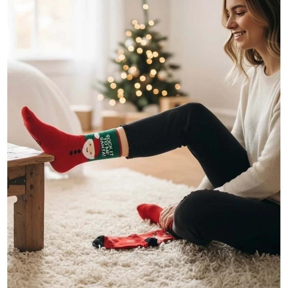 Calcetines Navideños De Punto‎ Novedosos 5.5-8.5 Unisex Cómodos Paquete De 5